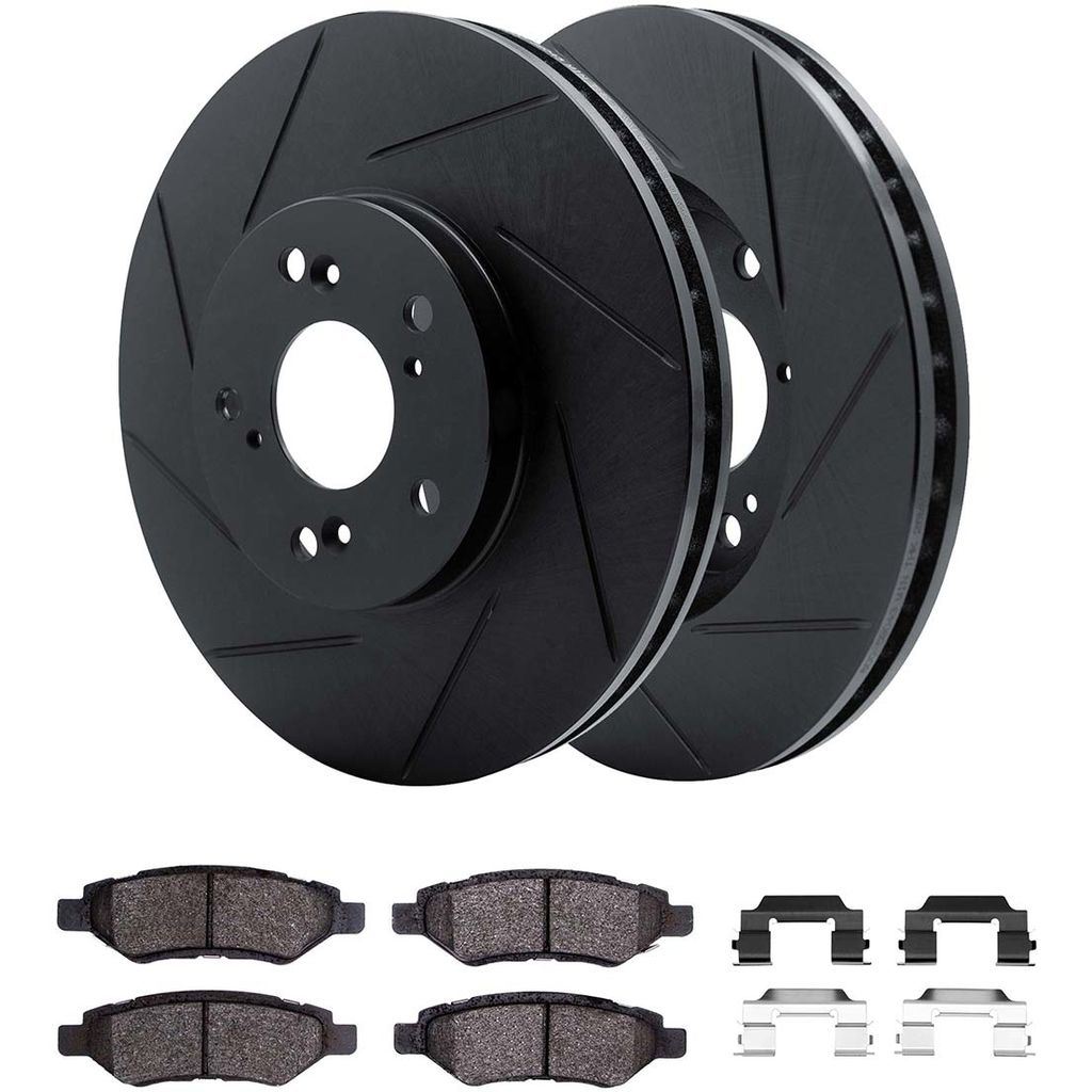 Dynamic Friction 3512-46046 - Brake Kit - Black Zinc Coated Slotted Rotors and 5000 Brake Pads With Hardware