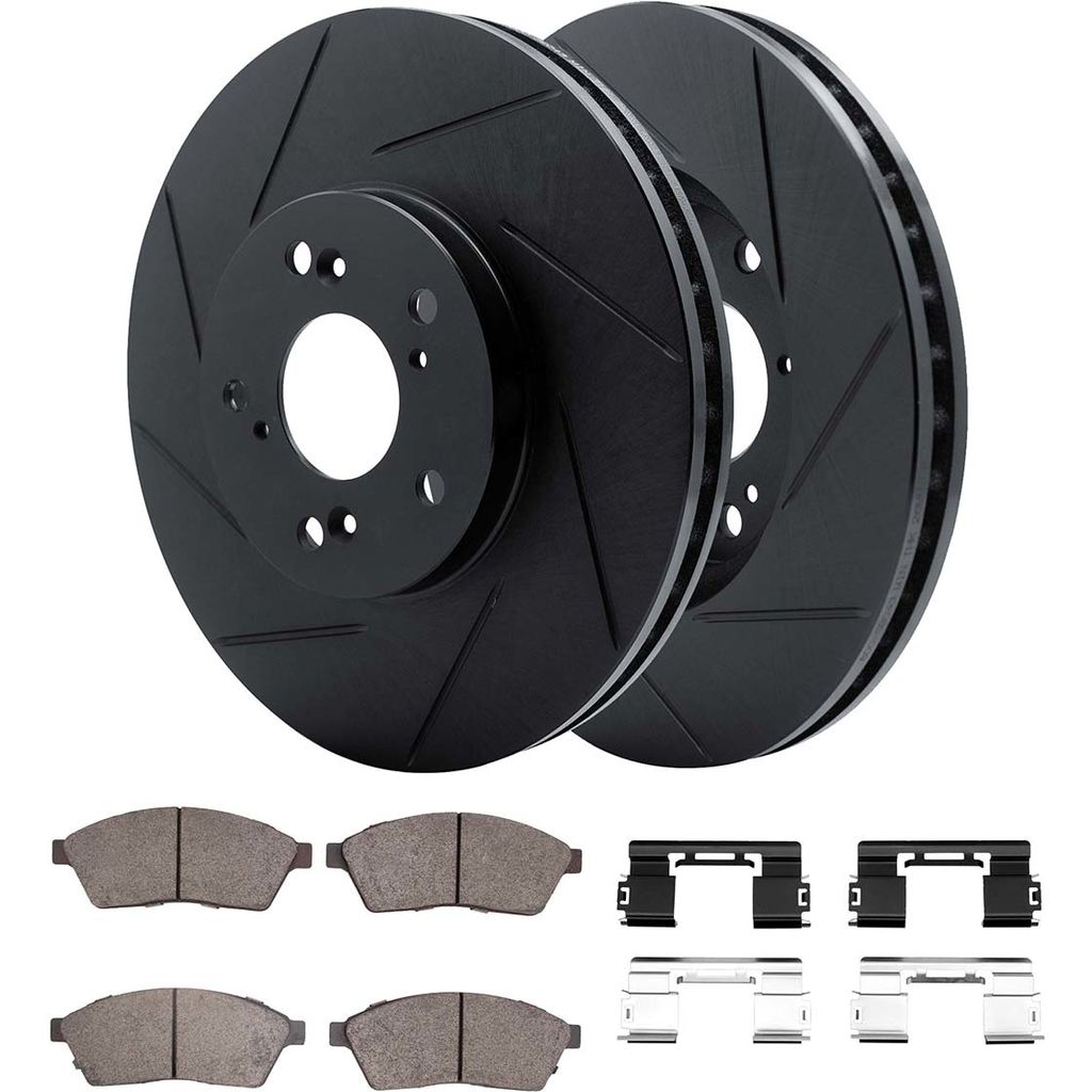 Dynamic Friction 3512-46050 - Brake Kit - Black Zinc Coated Slotted Rotors and 5000 Brake Pads With Hardware