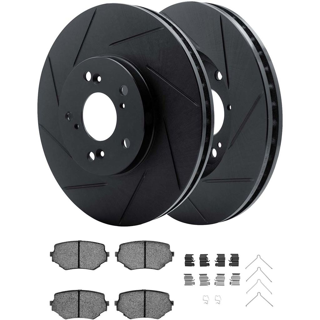 Dynamic Friction 3512-01009 - Brake Kit - Black Zinc Coated Slotted Rotors and 5000 Brake Pads With Hardware