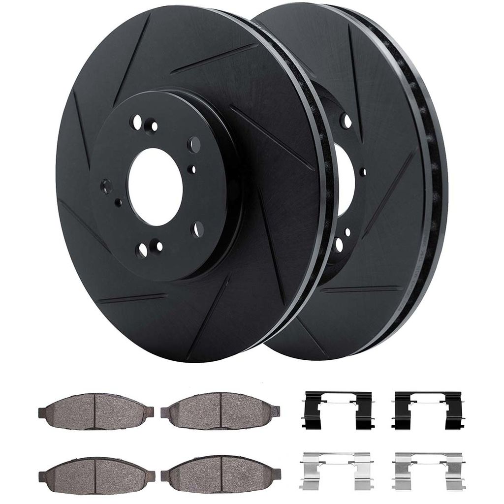 Dynamic Friction 3512-39029 - Brake Kit - Black Zinc Coated Slotted Rotors and 5000 Brake Pads With Hardware