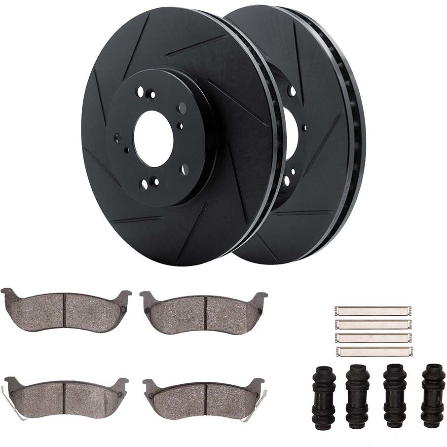 Dynamic Friction 3512-39030 - Brake Kit - Black Zinc Coated Slotted Rotors and 5000 Brake Pads With Hardware