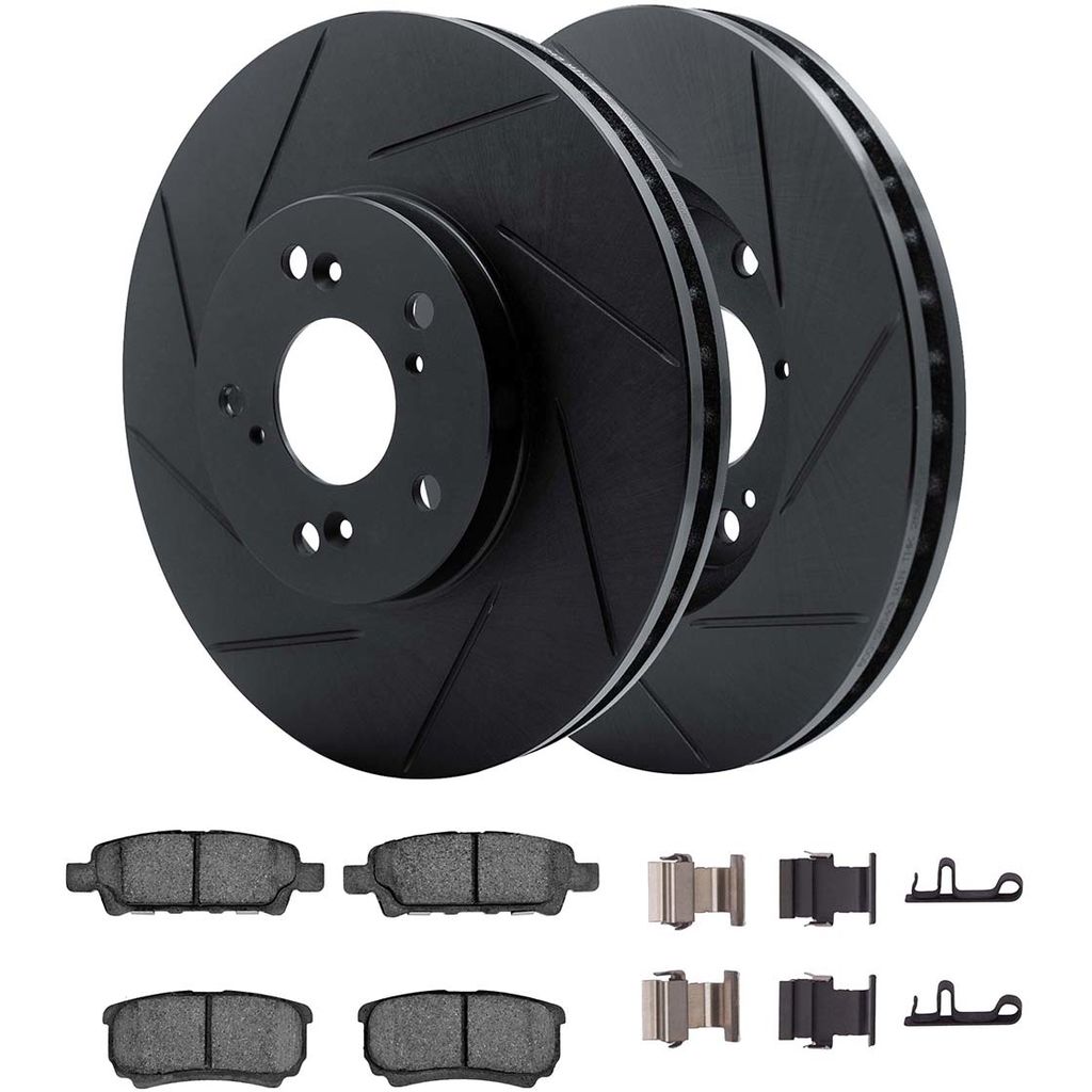 Dynamic Friction 3512-39031 - Brake Kit - Black Zinc Coated Slotted Rotors and 5000 Brake Pads With Hardware