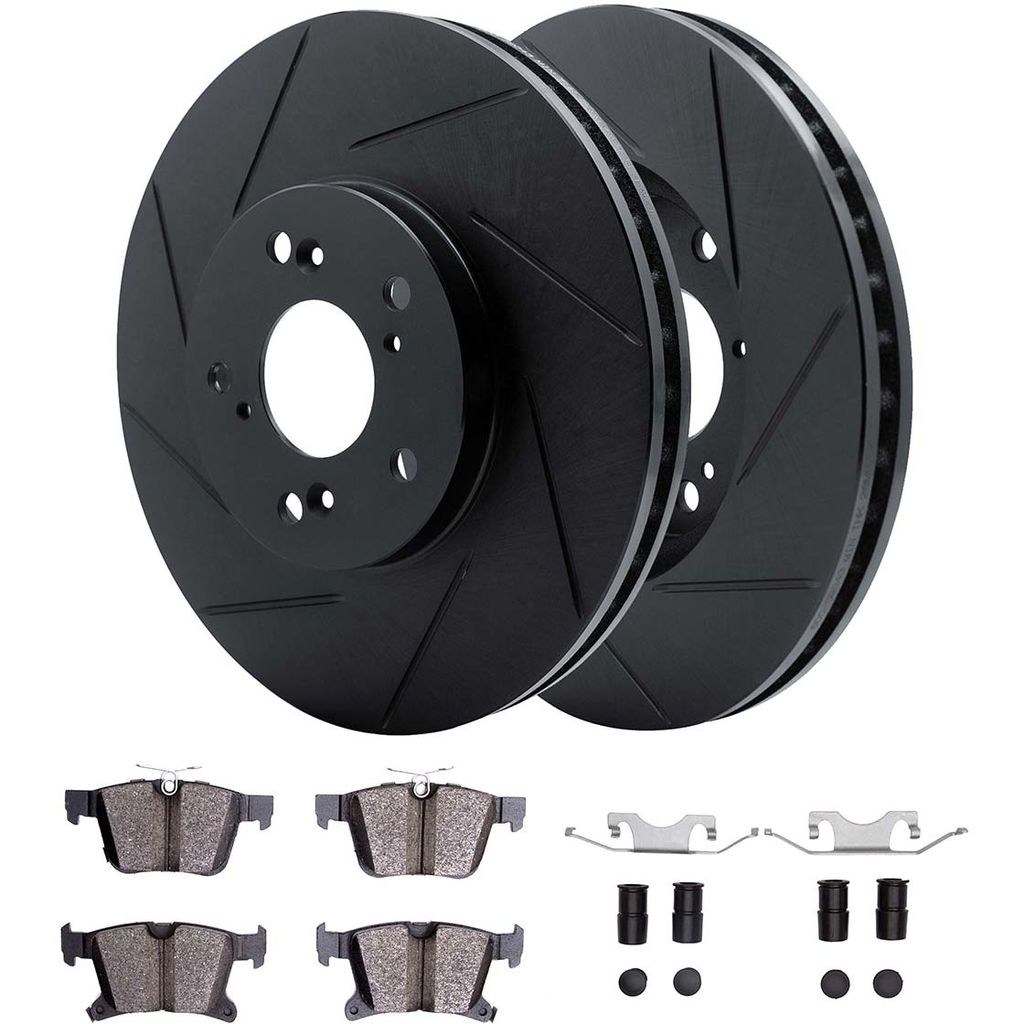 Dynamic Friction 3512-39045 - Brake Kit - Black Zinc Coated Slotted Rotors and 5000 Brake Pads With Hardware