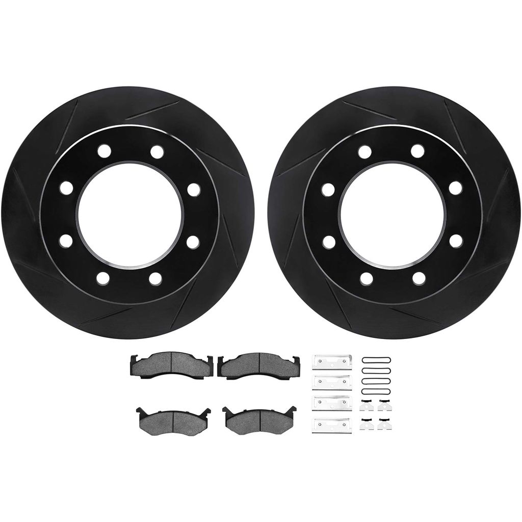 Dynamic Friction 3512-40012 - Brake Kit - Black Zinc Coated Slotted Rotors and 5000 Brake Pads With Hardware