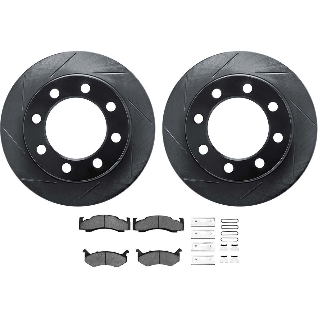 Dynamic Friction 3512-40013 - Brake Kit - Black Zinc Coated Slotted Rotors and 5000 Brake Pads With Hardware