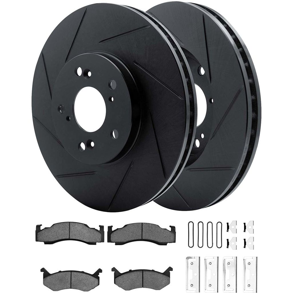 Dynamic Friction 3512-40015 - Brake Kit - Black Zinc Coated Slotted Rotors and 5000 Brake Pads With Hardware