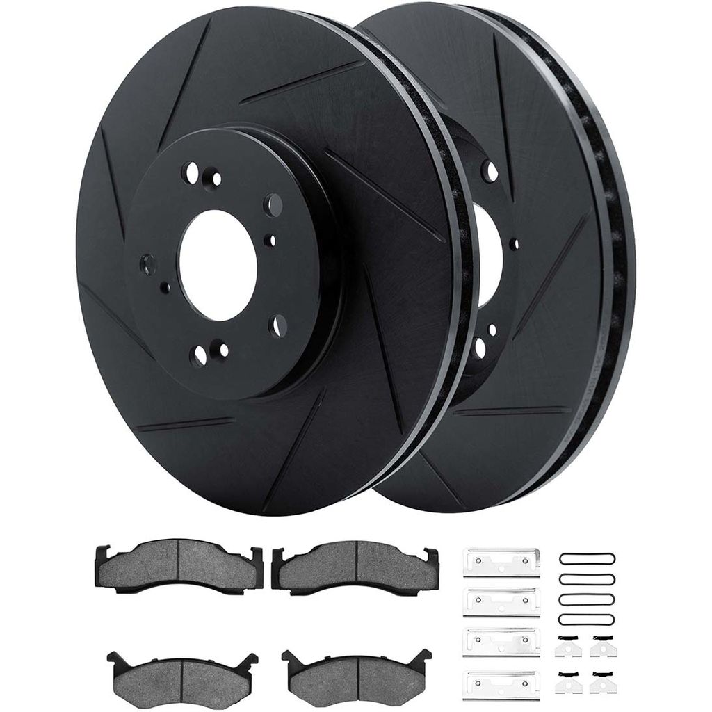 Dynamic Friction 3512-40016 - Brake Kit - Black Zinc Coated Slotted Rotors and 5000 Brake Pads With Hardware