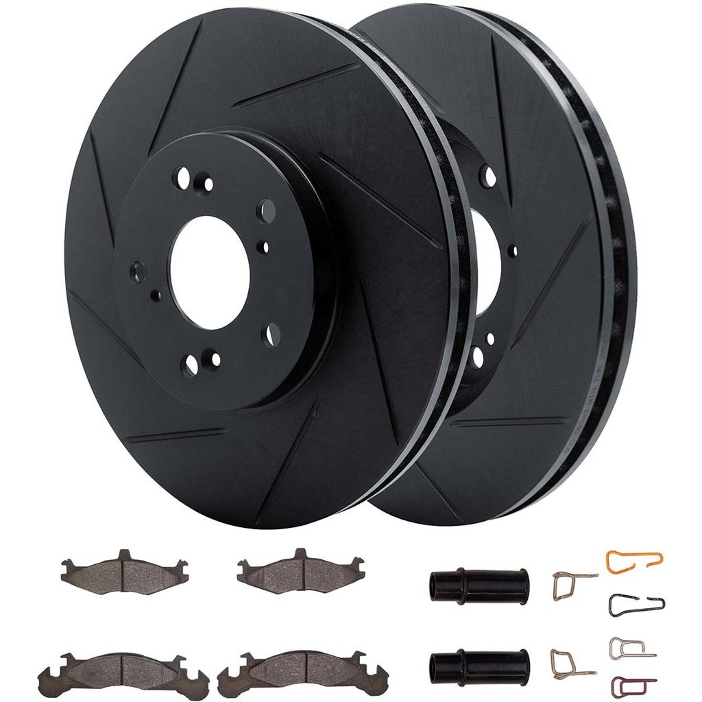 Dynamic Friction 3512-40029 - Brake Kit - Black Zinc Coated Slotted Rotors and 5000 Brake Pads With Hardware