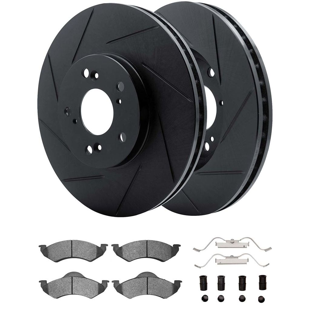 Dynamic Friction 3512-40077 - Brake Kit - Black Zinc Coated Slotted Rotors and 5000 Brake Pads With Hardware