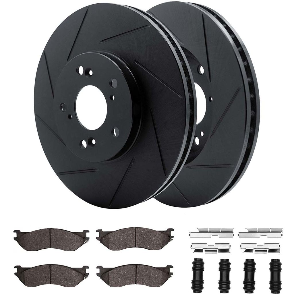 Dynamic Friction 3512-40082 - Brake Kit - Black Zinc Coated Slotted Rotors and 5000 Brake Pads With Hardware