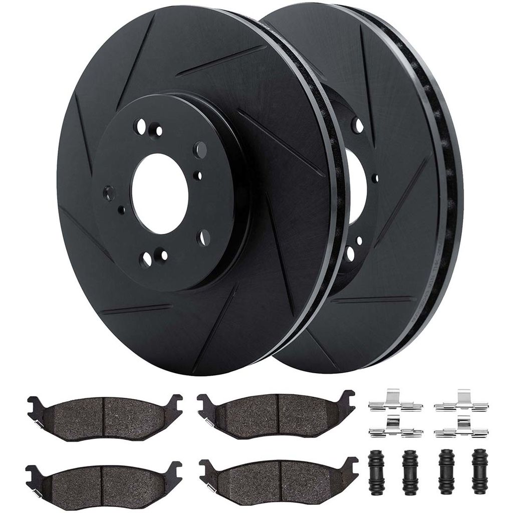 Dynamic Friction 3512-40083 - Brake Kit - Black Zinc Coated Slotted Rotors and 5000 Brake Pads With Hardware