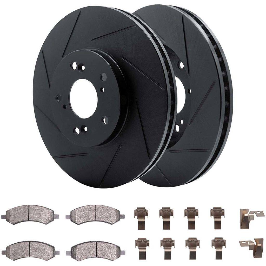 Dynamic Friction 3512-40091 - Brake Kit - Black Zinc Coated Slotted Rotors and 5000 Brake Pads With Hardware