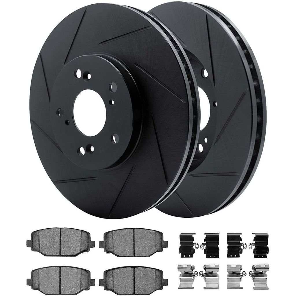 Dynamic Friction 3512-40094 - Brake Kit - Black Zinc Coated Slotted Rotors and 5000 Brake Pads With Hardware