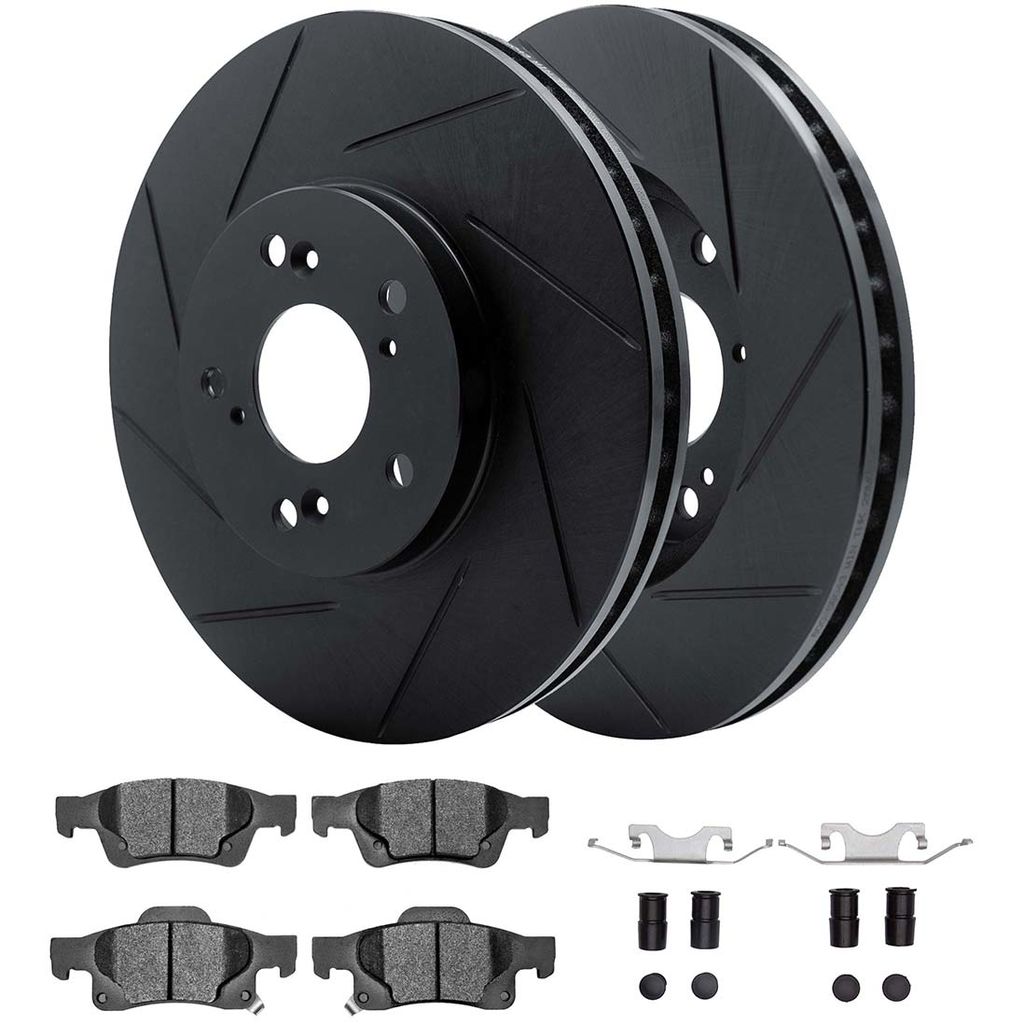 Dynamic Friction 3512-42037 - Brake Kit - Black Zinc Coated Slotted Rotors and 5000 Brake Pads With Hardware
