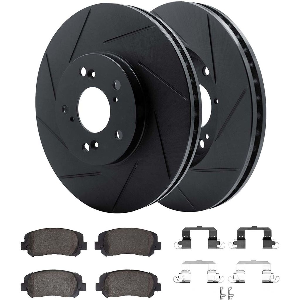 Dynamic Friction 3512-42042 - Brake Kit - Black Zinc Coated Slotted Rotors and 5000 Brake Pads With Hardware