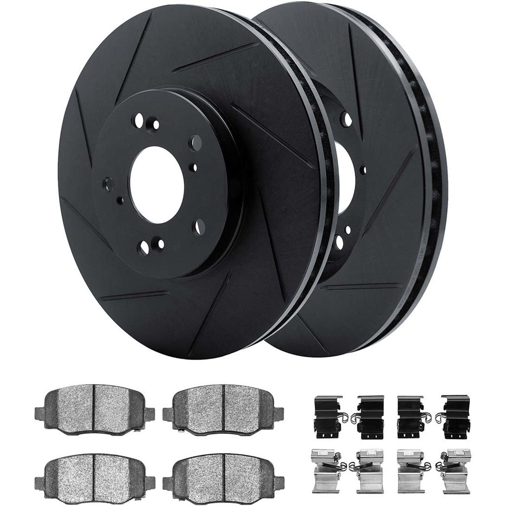 Dynamic Friction 3512-42045 - Brake Kit - Black Zinc Coated Slotted Rotors and 5000 Brake Pads With Hardware