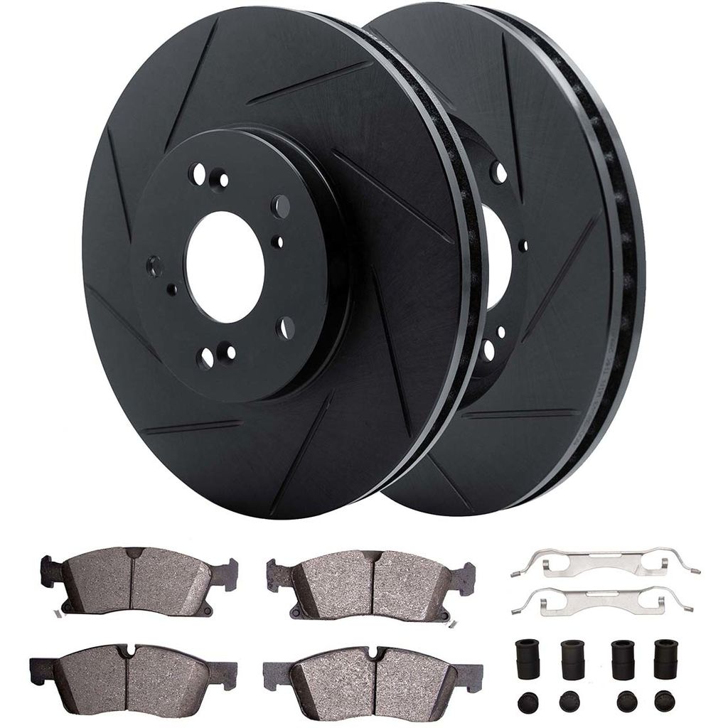 Dynamic Friction 3512-42050 - Brake Kit - Black Zinc Coated Slotted Rotors and 5000 Brake Pads With Hardware