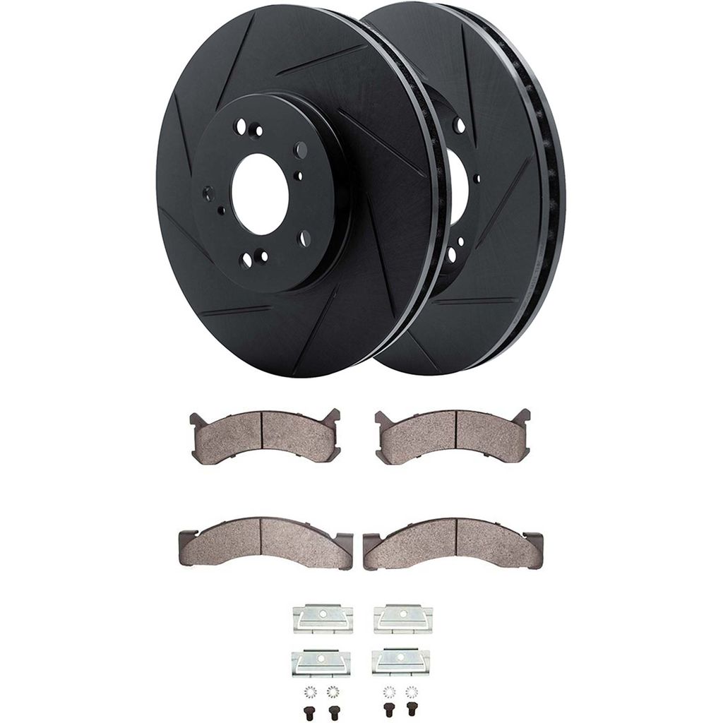 Dynamic Friction 3512-40008 - Brake Kit - Black Zinc Coated Slotted Rotors and 5000 Brake Pads With Hardware