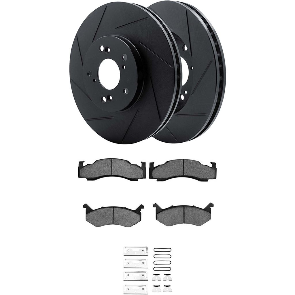 Dynamic Friction 3512-40010 - Brake Kit - Black Zinc Coated Slotted Rotors and 5000 Brake Pads With Hardware
