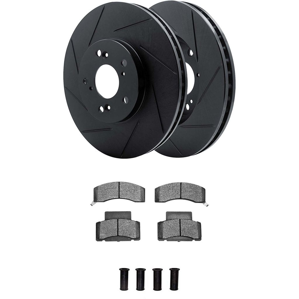 Dynamic Friction 3512-40044 - Brake Kit - Black Zinc Coated Slotted Rotors and 5000 Brake Pads With Hardware