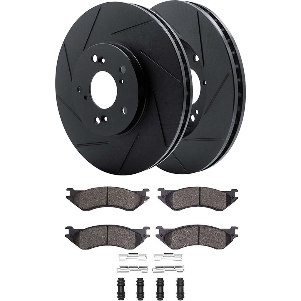 Dynamic Friction 3512-40070 - Brake Kit - Black Zinc Coated Slotted Rotors and 5000 Brake Pads With Hardware