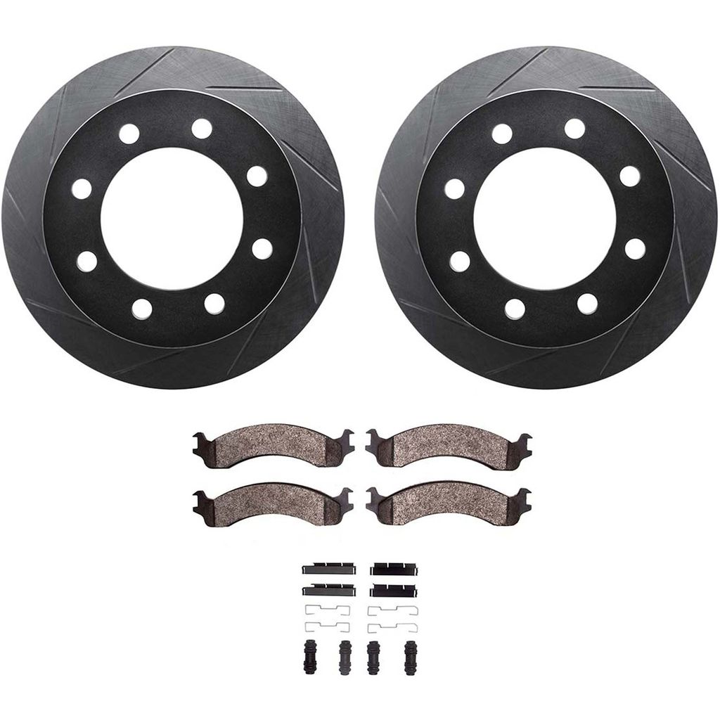 Dynamic Friction 3512-40078 - Brake Kit - Black Zinc Coated Slotted Rotors and 5000 Brake Pads With Hardware