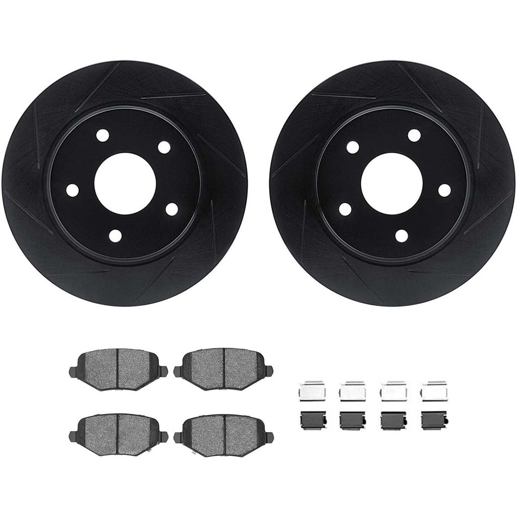 Dynamic Friction 3512-40097 - Brake Kit - Black Zinc Coated Slotted Rotors and 5000 Brake Pads With Hardware