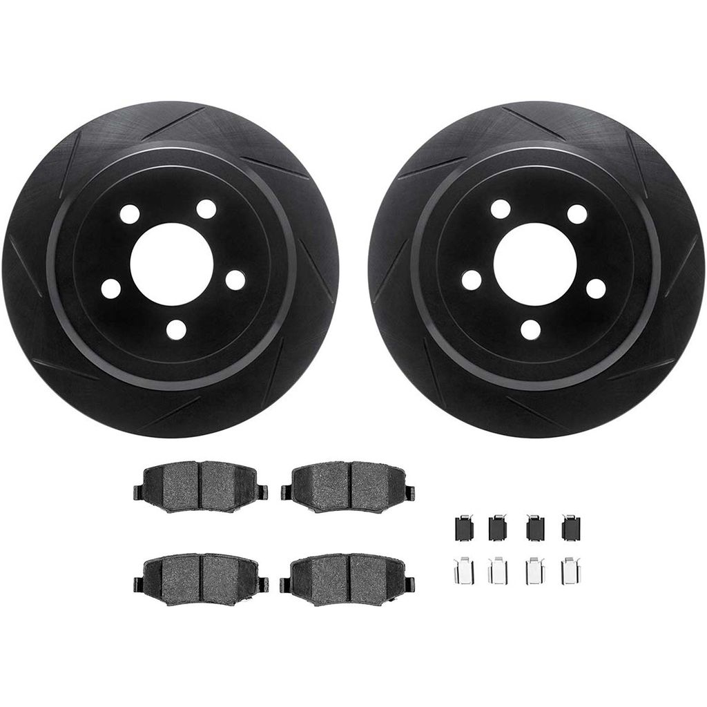Dynamic Friction 3512-42034 - Brake Kit - Black Zinc Coated Slotted Rotors and 5000 Brake Pads With Hardware