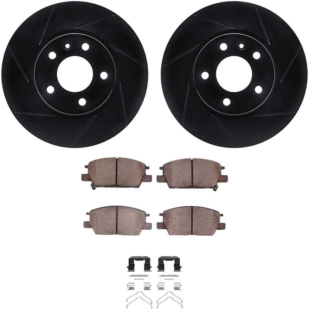 Dynamic Friction 3512-45033 - Brake Kit - Black Zinc Coated Slotted Rotors and 5000 Brake Pads With Hardware