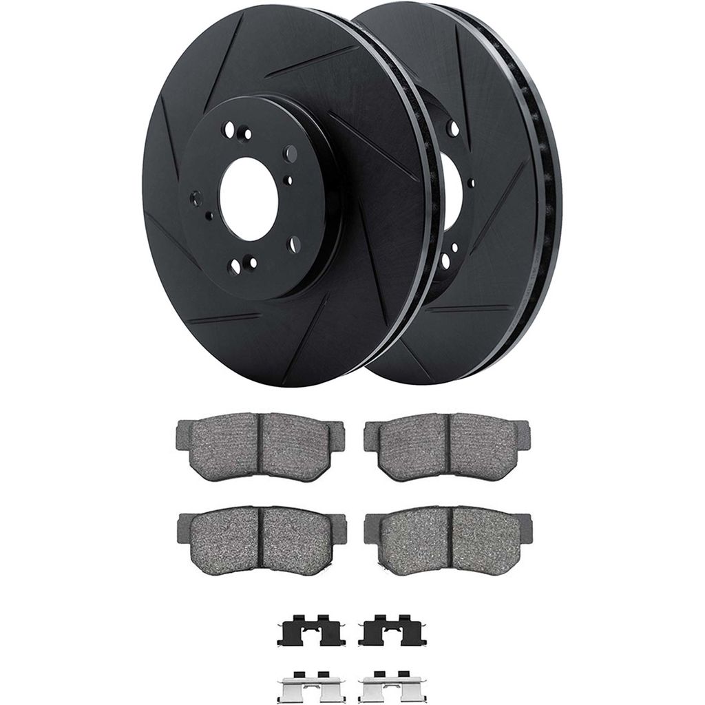 Dynamic Friction 3512-03016 - Brake Kit - Black Zinc Coated Slotted Rotors and 5000 Brake Pads With Hardware