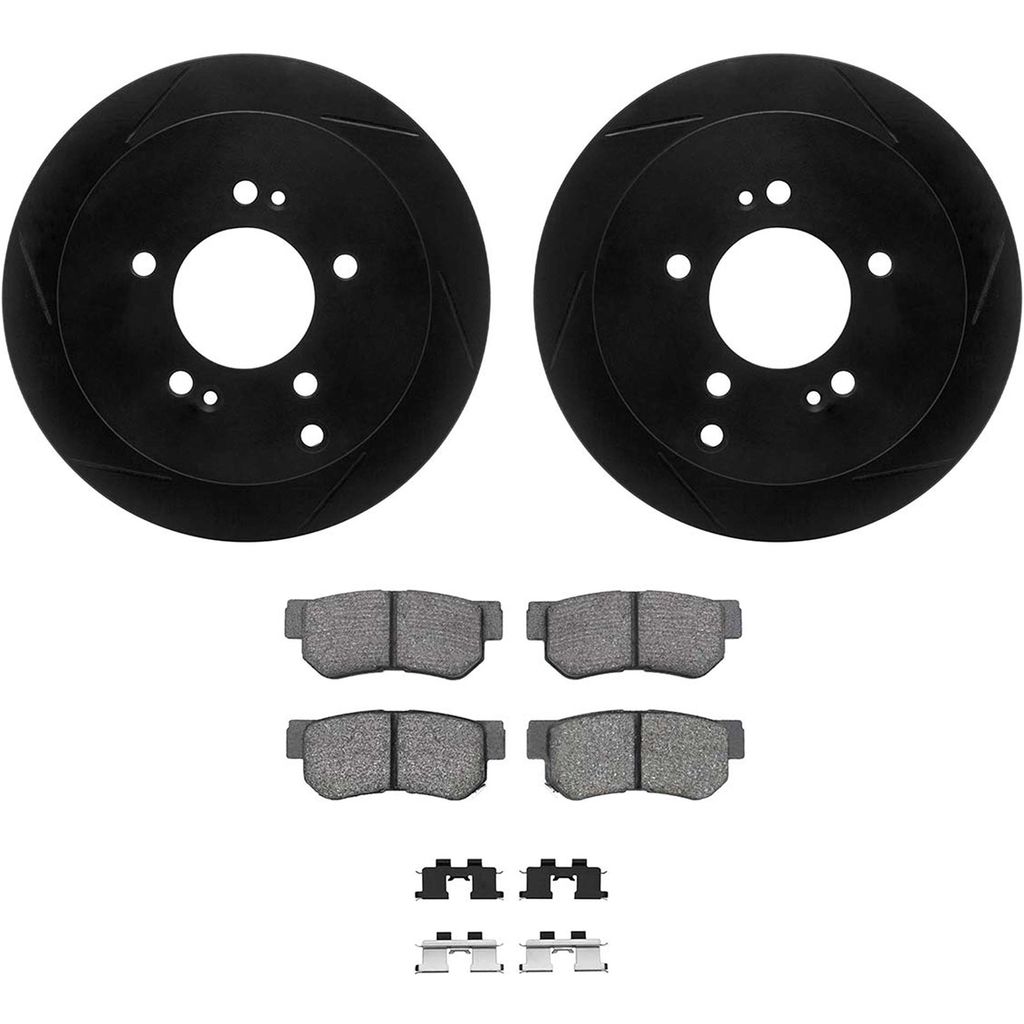 Dynamic Friction 3512-03020 - Brake Kit - Black Zinc Coated Slotted Rotors and 5000 Brake Pads With Hardware