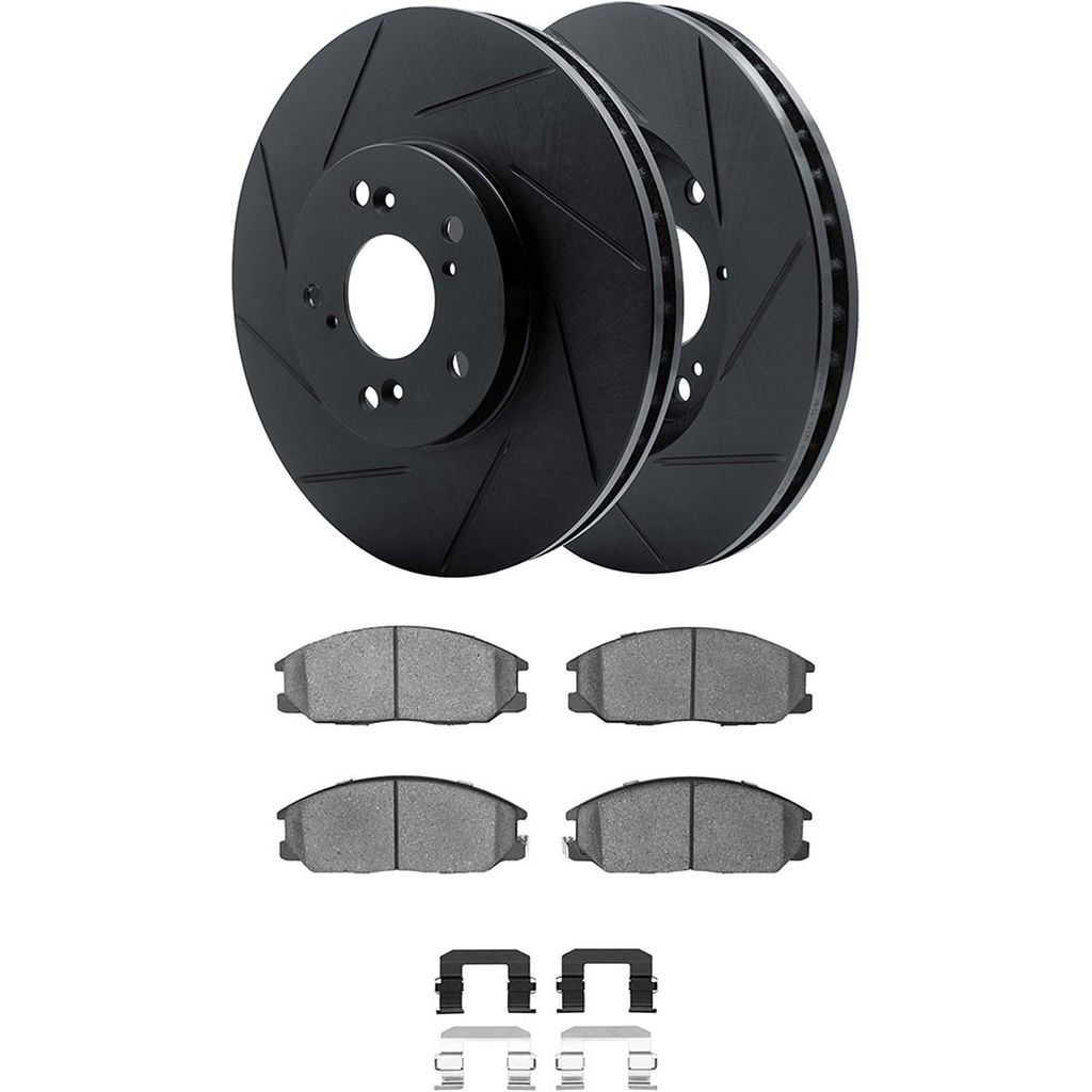 Dynamic Friction 3512-03022 - Brake Kit - Black Zinc Coated Slotted Rotors and 5000 Brake Pads With Hardware