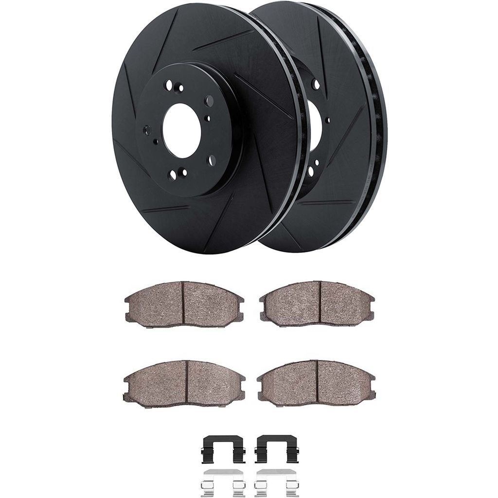 Dynamic Friction 3512-03023 - Brake Kit - Black Zinc Coated Slotted Rotors and 5000 Brake Pads With Hardware