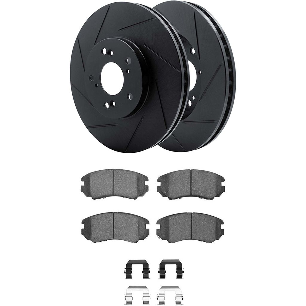 Dynamic Friction 3512-03025 - Brake Kit - Black Zinc Coated Slotted Rotors and 5000 Brake Pads With Hardware