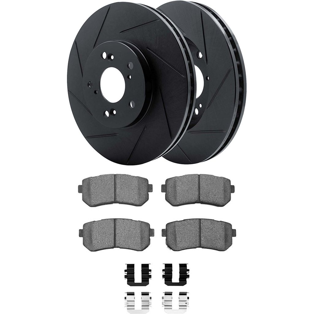 Dynamic Friction 3512-03035 - Brake Kit - Black Zinc Coated Slotted Rotors and 5000 Brake Pads With Hardware