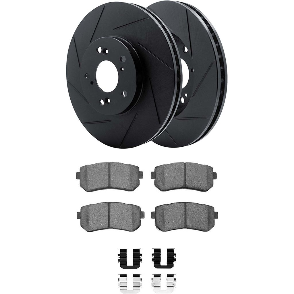 Dynamic Friction 3512-03036 - Brake Kit - Black Zinc Coated Slotted Rotors and 5000 Brake Pads With Hardware