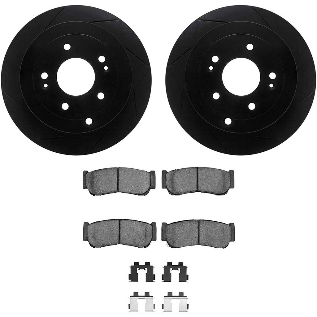 Dynamic Friction 3512-03046 - Brake Kit - Black Zinc Coated Slotted Rotors and 5000 Brake Pads With Hardware