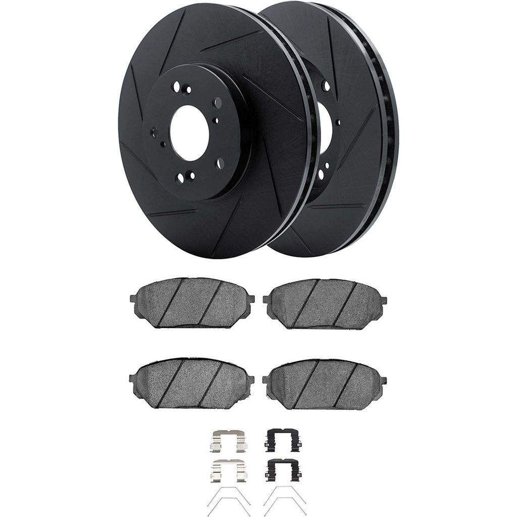 Dynamic Friction 3512-03047 - Brake Kit - Black Zinc Coated Slotted Rotors and 5000 Brake Pads With Hardware