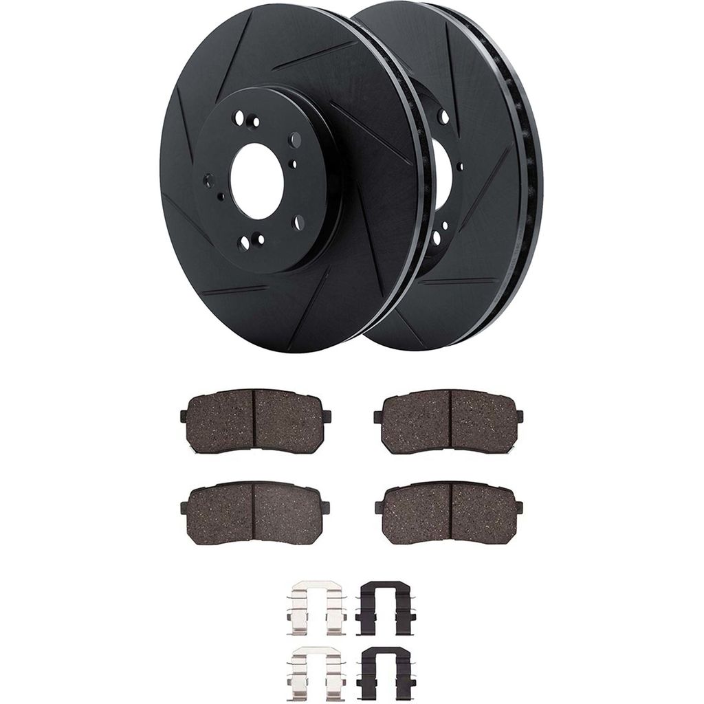 Dynamic Friction 3512-03048 - Brake Kit - Black Zinc Coated Slotted Rotors and 5000 Brake Pads With Hardware