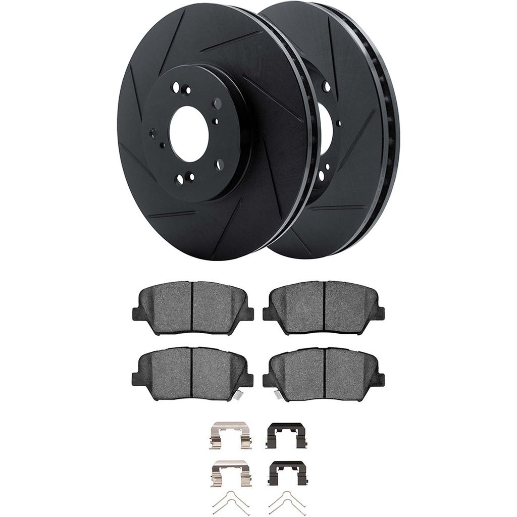 Dynamic Friction 3512-03082 - Brake Kit - Black Zinc Coated Slotted Rotors and 5000 Brake Pads With Hardware