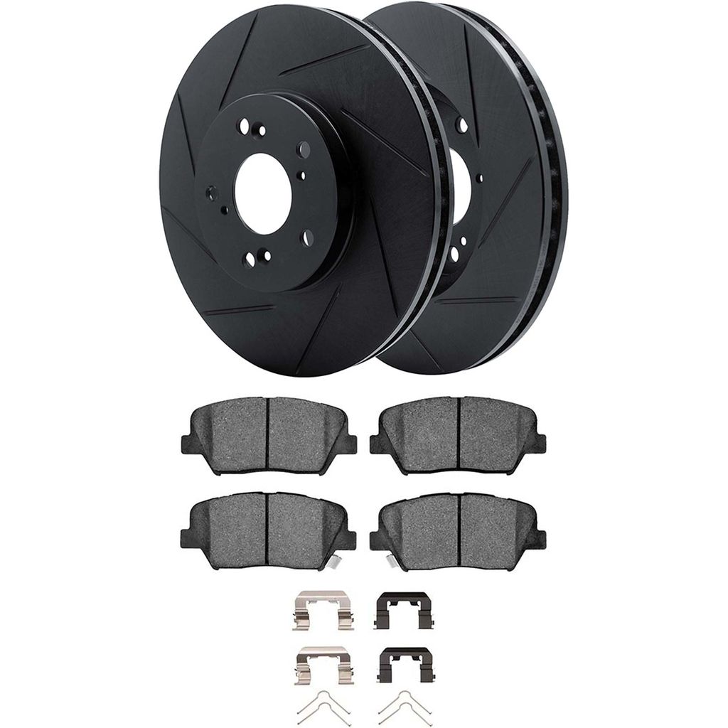 Dynamic Friction 3512-03083 - Brake Kit - Black Zinc Coated Slotted Rotors and 5000 Brake Pads With Hardware