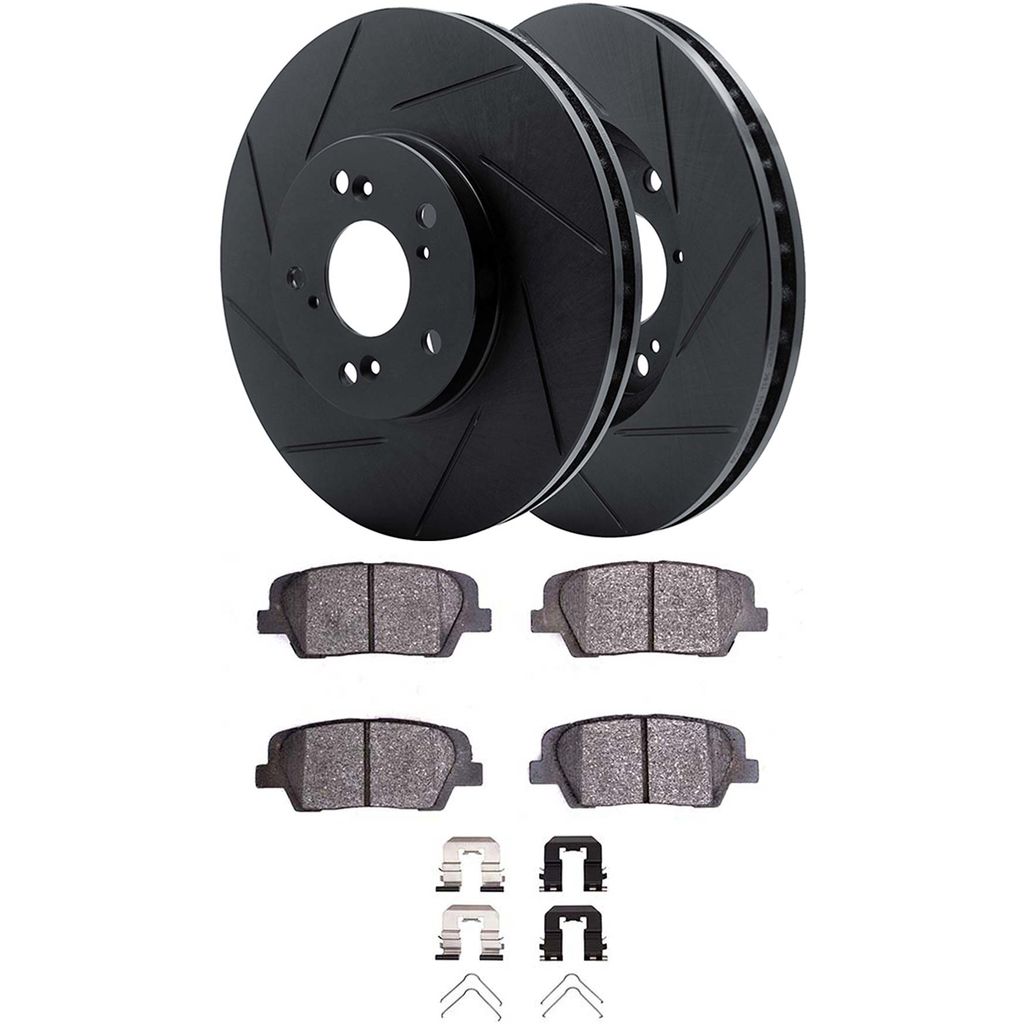 Dynamic Friction 3512-03088 - Brake Kit - Black Zinc Coated Slotted Rotors and 5000 Brake Pads With Hardware