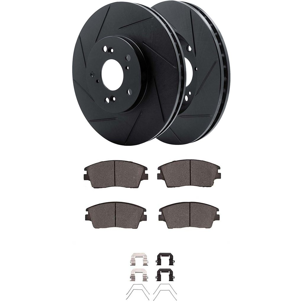 Dynamic Friction 3512-03091 - Brake Kit - Black Zinc Coated Slotted Rotors and 5000 Brake Pads With Hardware