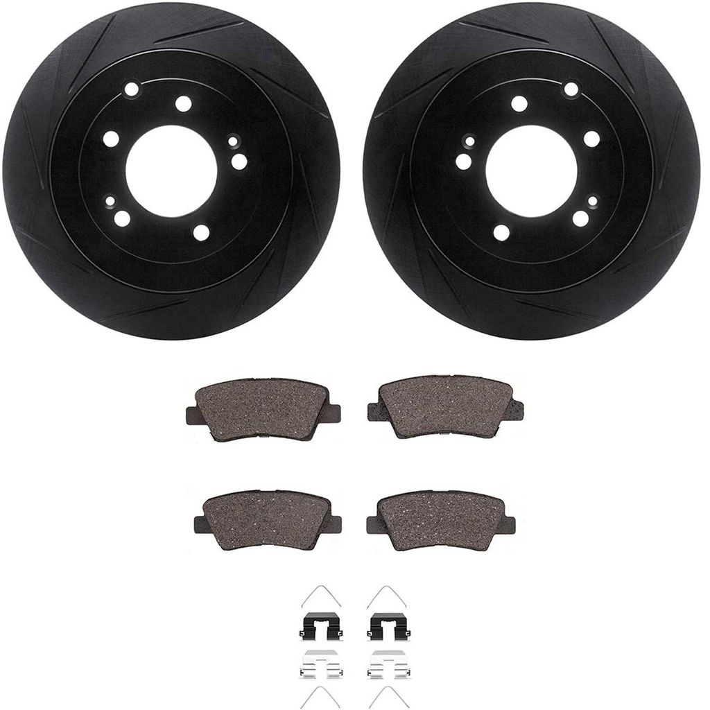 Dynamic Friction 3512-03093 - Brake Kit - Black Zinc Coated Slotted Rotors and 5000 Brake Pads With Hardware
