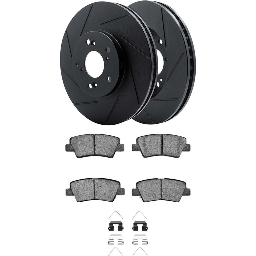 Dynamic Friction 3512-21034 - Brake Kit - Black Zinc Coated Slotted Rotors and 5000 Brake Pads With Hardware