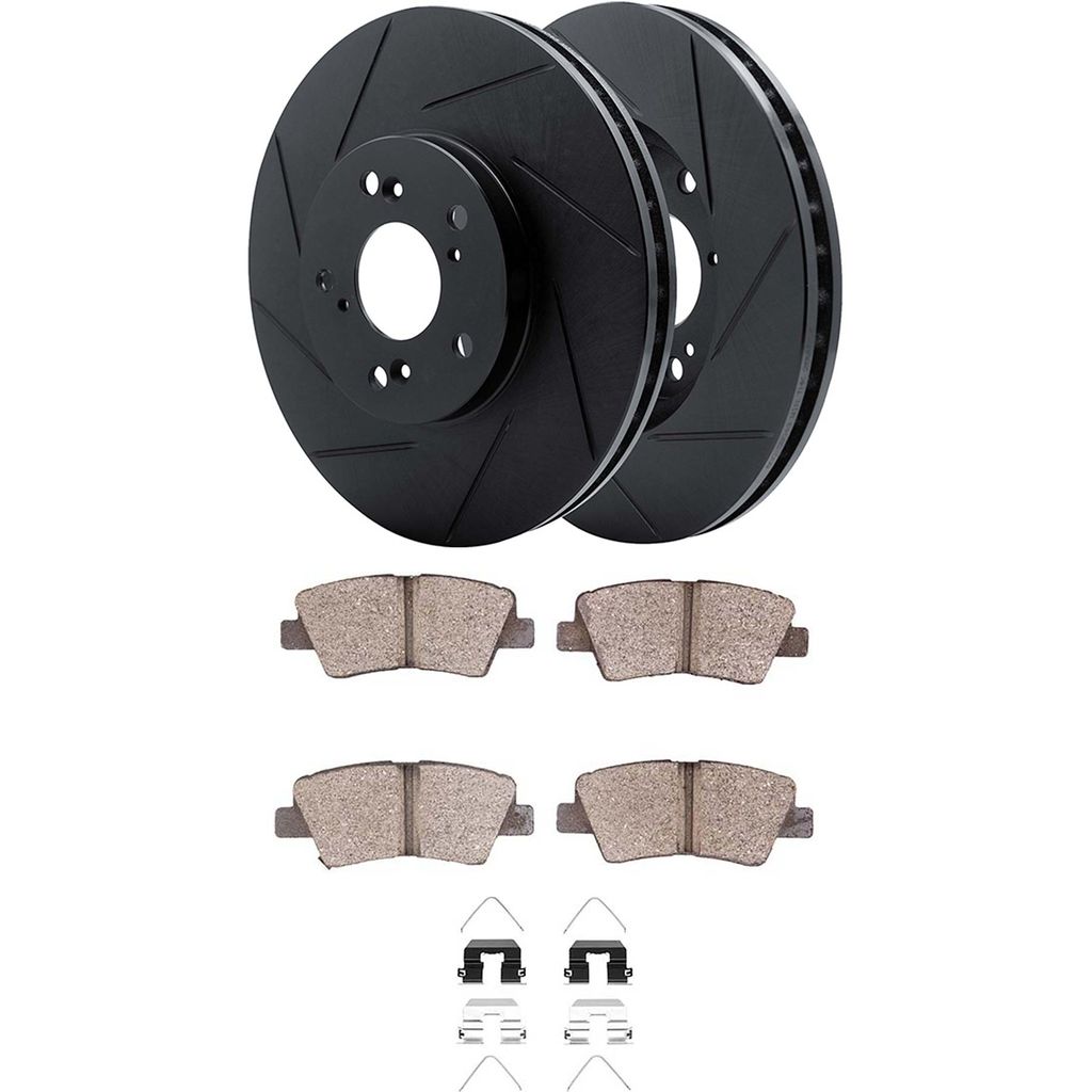 Dynamic Friction 3512-21047 - Brake Kit - Black Zinc Coated Slotted Rotors and 5000 Brake Pads With Hardware