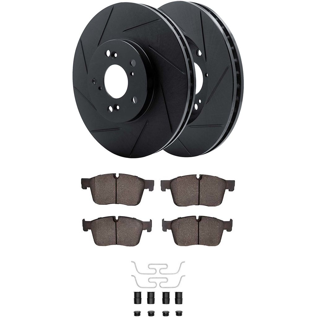 Dynamic Friction 3512-20028 - Brake Kit - Black Zinc Coated Slotted Rotors and 5000 Brake Pads With Hardware