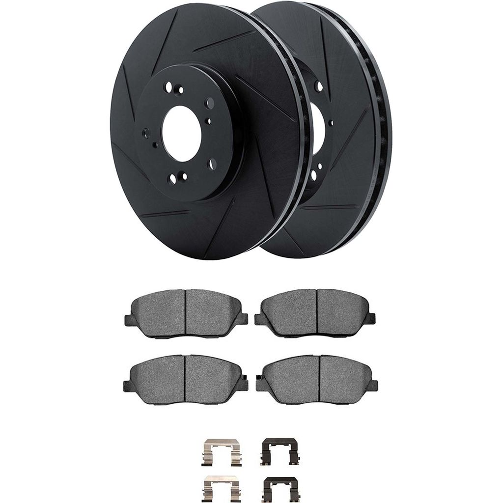 Dynamic Friction 3512-21029 - Brake Kit - Black Zinc Coated Slotted Rotors and 5000 Brake Pads With Hardware