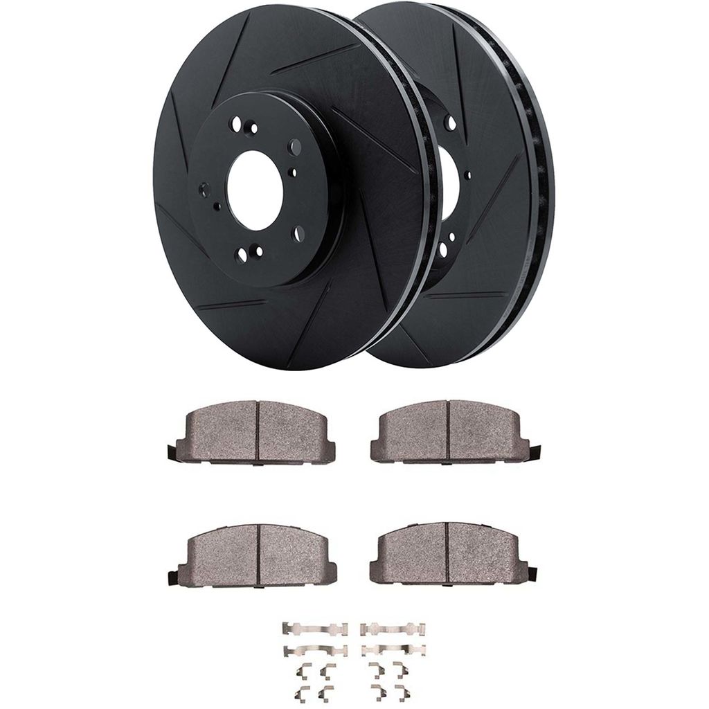 Dynamic Friction 3512-37004 - Brake Kit - Black Zinc Coated Slotted Rotors and 5000 Brake Pads With Hardware