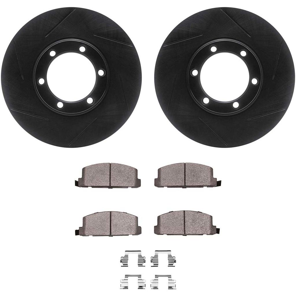 Dynamic Friction 3512-37005 - Brake Kit - Black Zinc Coated Slotted Rotors and 5000 Brake Pads With Hardware